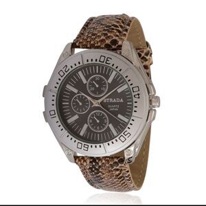 STRADA Watch Faux Leather Band Tan